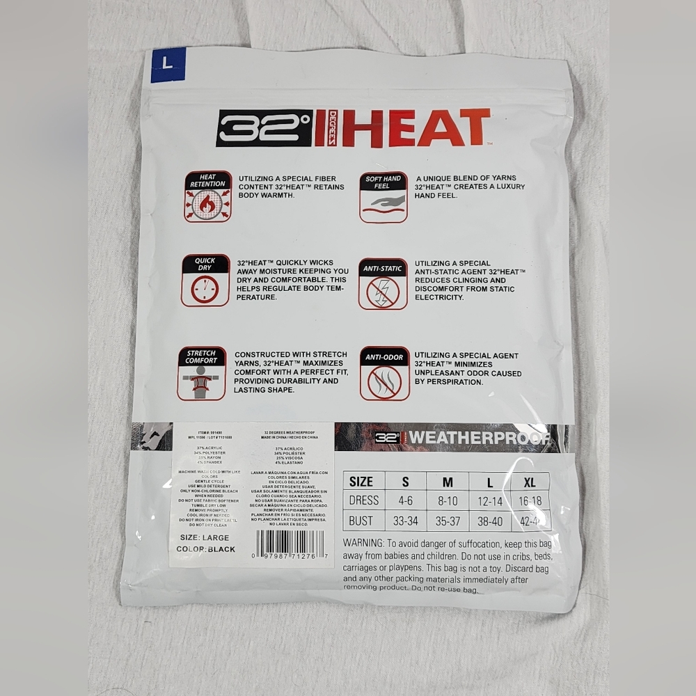 32 DEGREES HEAT LONG SLEEVE SCOOP NECK LAYER TSHIRT WOMENS NEW BLACK - Picture 3 of 8